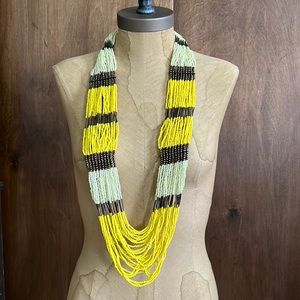 Yellow Multi-Strand Beaded Necklace